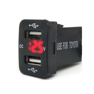  Dual USB with voltmeter Power Charger Socket For Toyota