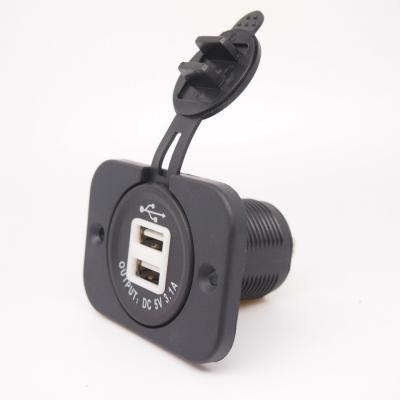 Double Ports Panel Mount 12V USB Charger Socke(FDS2013-2)