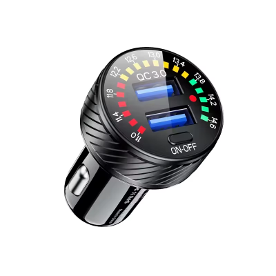 QC3.0 Fast Charging Dual USB Port Voltage Monitoring Car Charger