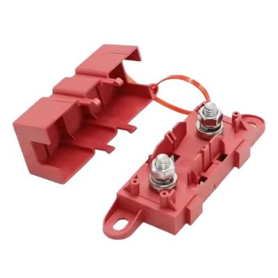 Plastic car fuse box with bolted terminals
